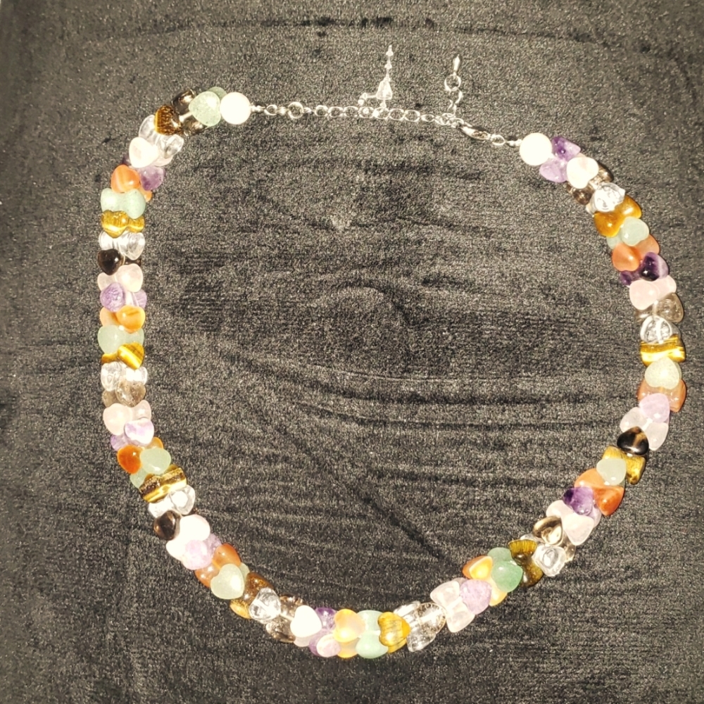 Unique multi semi precious stone necklace